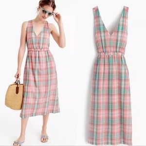 J.Crew pink plaid cross back dress